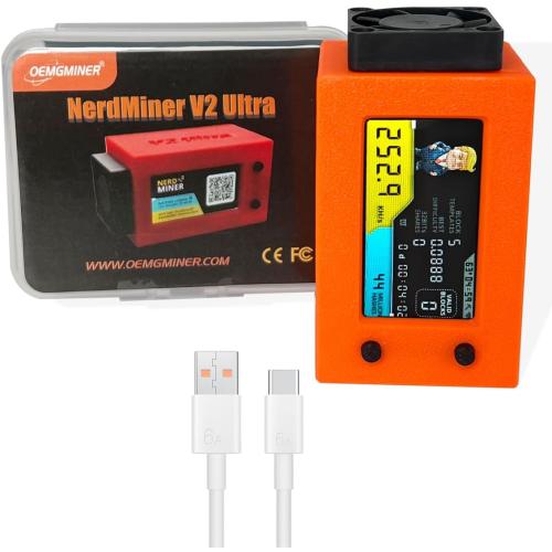 NerdMiner V2 Ultra 250KH/S Edition - Low Power, Fan-Cooled BTC Miner with T Display S3, Lucky Solo Lottery Mining, High Efficiency for Cryptocurrency Enthusiasts