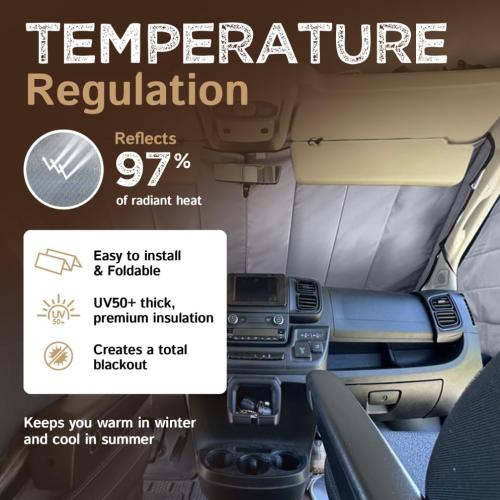 Living in a Bubble Insulated Blackout Window Covers for RAM Promaster 2014-Current (Windshield 2014-Current)