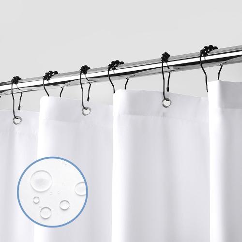 downluxe Waterproof Fabric Shower Curtain Liner, Soft Cloth Shower Liner with Magnets, Machine Washable & Hotel Quality Bathroom Curtain, 72 W x 84 L, White