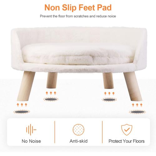 BingoPaw Elevated Pet Bed,Nordic Cat Stool with Cozy Pad Waterproof,Doggie Chair with Sturdy Wood Legs for Small Dog Kitten