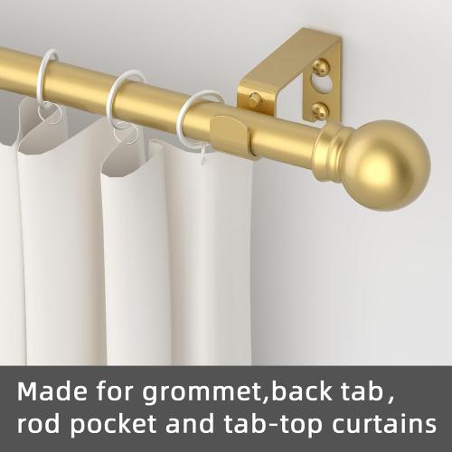 Curtain Rods for windows 28-78 inch, 5/8 inch Decorative Gold Splicing Heavy Duty Metal Curtain Rod set with Brackets