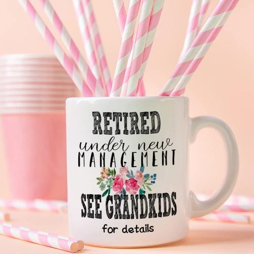 Fatbaby Retirement Gifts for Women,Retired Under New Management See Grandkids For Details Coffee Mug,Happy Retirement Mug for Women 2026,Funny Retired Gifts for Coworker