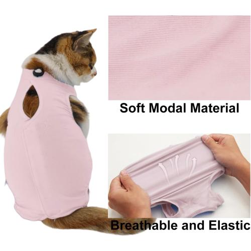 Cat Recovery Suit, Surgical Recovery Clothes for Abdominal Wound or Skin Disease, Cats Onesie After Surgery and Spay, E-Collar Alternative Pajama Suit (Pink, Medium)