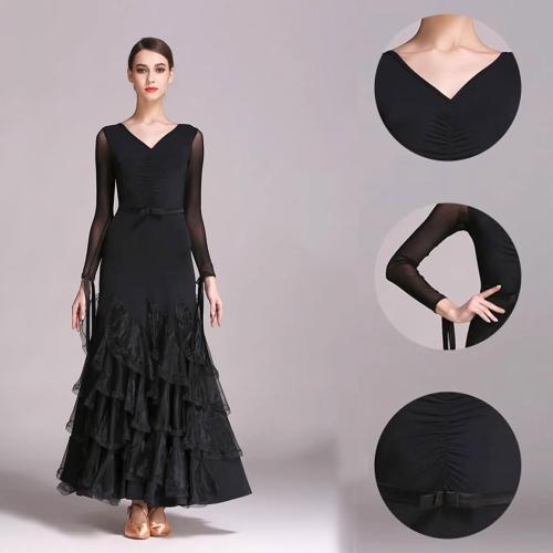 Size XL Color Black Dance and Sway waltz Dance Performance Dresses Breathable Tango Ballroom Competition Dancewear Foxtrot Flamenco Dance Clothes