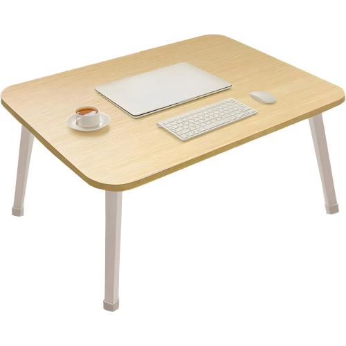 Folding Lap Desk for Bed, 23.6 Inch Portable Laptop Stand for Couch, Bed & Floor | Bed Tray Table for Eating, Writing, Reading | Foldable Sturdy Laptop Desk for Adults, Oak