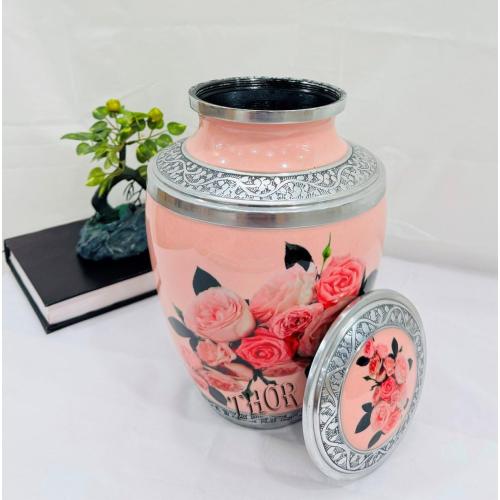 Rose Aluminum Ashes urn. Cremation urns for Human Ashes Adult Female. Burial urns for Ashes Adult Female