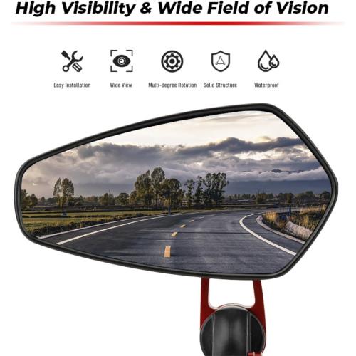 7/8 Motorcycle Mirrors,Bar End Rear View Mirrors Compatible with Honda Grom,Ducati, Suzuki,Yamaha, Kawasaki and More (RED)