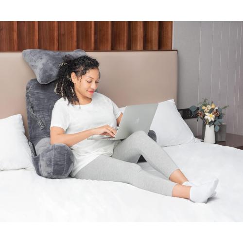 SLIGUY Reading Pillow Extra Large 31 Bed Rest Pillow with Detachable Neck Roll for Sitting in Bed or Couch Adult Back Pillow for Watching TV/Gaming/Relaxing