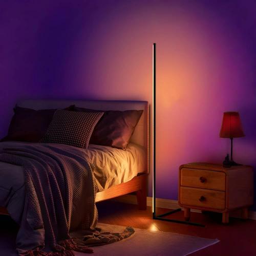 YHW RGB Corner Floor Lamp, Smart App and Remote Control Color Changing Ambience Light Music Sync, LED Lamp with 16 Million Colors for Bedroom, Living Room Gaming Room.