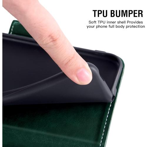 Asuwish Compatible with Samsung Galaxy A13 5G Wallet Case and Tempered Glass Screen Protector Flip Credit Card Holder Stand Cell Phone Cover for Gaxaly A 13 G5 2022 13A A135G SM A136U Women Dark Green