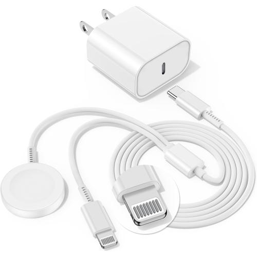 Upgraded USB C Charger for Apple Watch, 2 in 1 Phone and iWatch Magnetic Fast Charging Cable 6FT with USB-C Wall Charger, Compatible with Apple Watch Series 10/9/8/7/6/SE/5/4, for iPhone 14/13/12