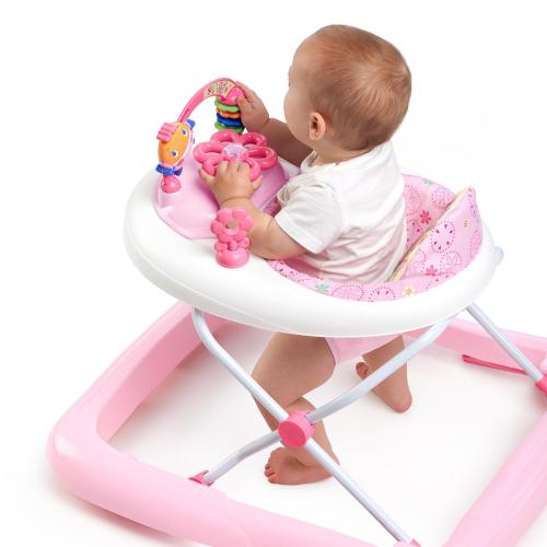 Bright Starts JuneBerry Walk-A-Bout Baby Walker and Entertainer, with Easy Fold Frame for Storage, Ages 6 Months