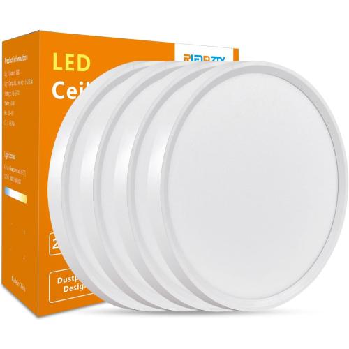 Set of 4 Color White Led Flush Mount Ceiling Light,16 Inch 32w 3480lm,3000k/4000k/6000k 3CCT Selectable, Round Modern Flat Panel Super Slim Led Ceiling Light,for Living Dining Kitchen Bedroom Room (4Pack-White)