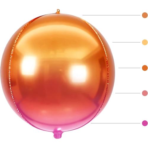 KatchOn, Orange Mylar Balloons - Large 22 Inch,  | Round 4D Orange Foil Balloons, Metallic orange Balloon for Birthday Decoration, Halloween Decorations, Basketball Party Decorations