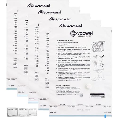 5-Pack XXL- Jumbo Space Vacuum Storage Bags for Clothing Storage - Vacuum Space Bags for Comforters, Blankets and Clothes - 5x XXL Size (47x35in)