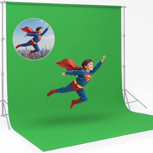 10x20ft Green Screen Backdrop for Photography, Dual-Size Dual-Pocket Design Chromakey Background for Photoshoot, Game Steaming, Zoom Meeting with Both Options of 10 ft and 20 ft in Width