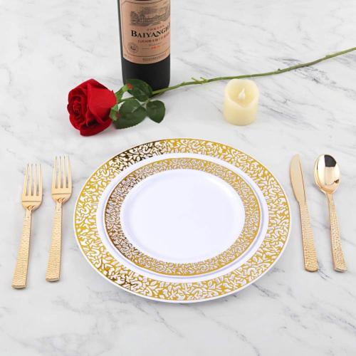 Supernal 360pcs Plastic Gold Silverware,Cutlery,Disposable Utensils,120 Plastic Knives,120 Gold Forks,120 Disposable Spoons,Perfect for Birthday,Party,Wedding
