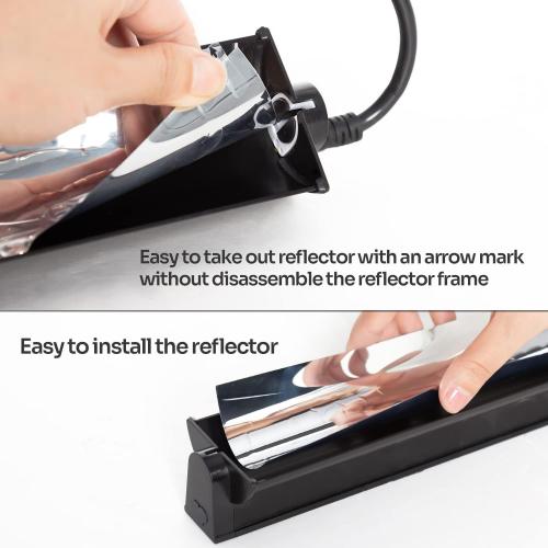 REPTI ZOO 39W Reptile T5 HO UVB Lighting Combo Kit, 34 Light Fixture Reptile Terrarium Hood, with Detachable Curved Reflector and 5.0 UVB T5 Lamp Bulb, ETL certificated