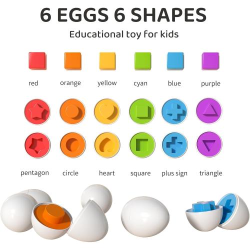 TEMI Toddler Chicken Easter Eggs - Color Matched Game Shape Sorter with 6 Toy Eggs for Kids 3-5, Fine Motor Skills Sensory Toys, Educational Gifts for 3-6 Girls Boys Baby