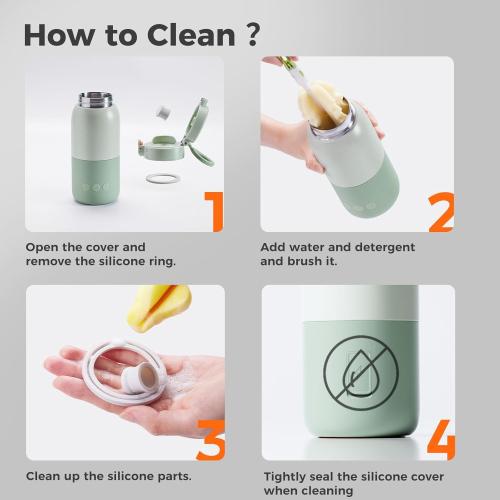 BOLOLO Portable Bottle Warmer for Travel, Super Fast Charging, Instant Breastmilk, Formula, Water, Milk Warmer with 10 Ounces Big Capacity, Baby Flask for Vehicle,car,Airplane Journey