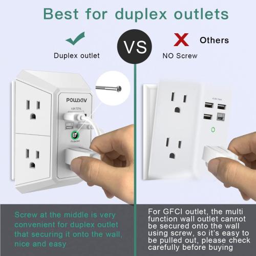 5-Outlet Power Strip with 4 USB Ports - Surge Protector for Home, Office, School - ETL Listed