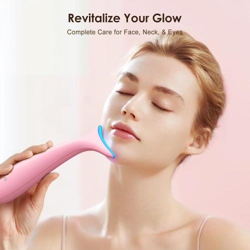 Color Pink Facial and Neck Massager for Face, Neck - Skin Lifting & Firming - Wrinkle & Dark Circle Reducer - at Home Skin Care Face Sculpting Tool and Neck Massager-Pink