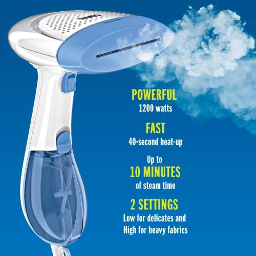 Conair Handheld Garment Steamer for Clothes, ExtremeSteam 1200W, Portable Handheld Design,White/Blue
