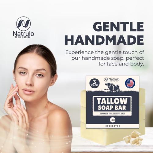 Beef Tallow Soap Bar – Grass Fed Tallow Soap, Bar Soap for Dry, Itchy Skin