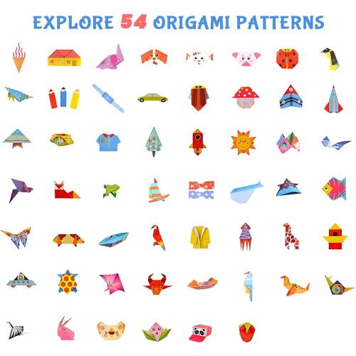 Origami Kit for Kids Ages 5-16, 116 pages with 54 Patterns & Instruction Book | Origami Paper Kit for Beginners & Advanced | Arts & Crafts Toys for Girls & Boys Ages 8-12 | Birthday & Christmas Gifts