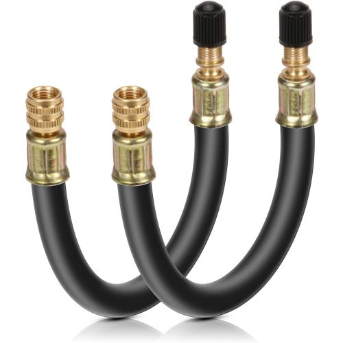 2pcs Tire Rubber Valve Extension Tube Extender, Valve Stem Extender Tire Inflation Extension Hose Tire Valve Extension Tool for Car Tire Motorcycle Bicycle RV Inflatable Extension Nozzle
