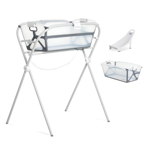 Evolur Supple Baby Spa Set with Infant Bathtub, Hammock Support Seat & Metal Frame, Newborn Tub for 0–12 Months, Complete Baby Care Essentials Gift Set for New Parents, White