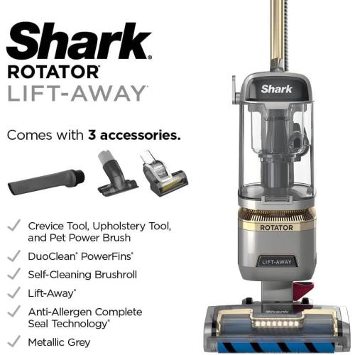Shark | Upright Vacuum Cleaner for Home | Rotator Lift-Away | No Hair Wrap | HEPA Filter | Lightweight Bagless Vacuum for Pet Hair | LED Headlights For Carpets & Hardwood Floors | Silver | LA502