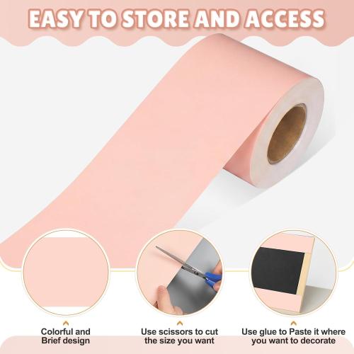Fuutreo 65.6 ft Blush Pink Bulletin Board Borders