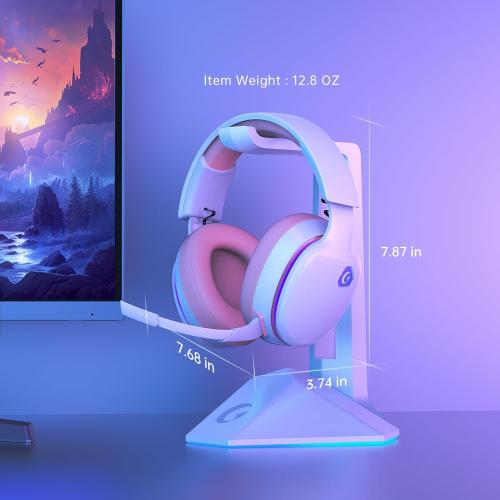 Color Pink 2.4GHz Wireless Gaming Headset for PS5, PS4 Fortnite & FPS Gamers, PC, Nintendo Switch, Bluetooth 5.3 Gaming Headphones with Noise Canceling Mic, Stereo Sound, 40 Hr Battery (Pink)