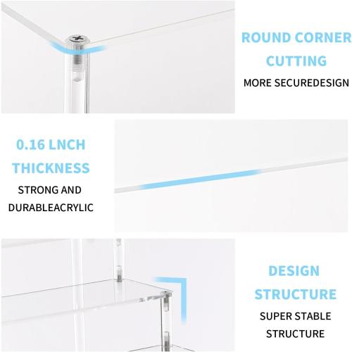 WEERSHUN 3 Tier Acrylic Display Stand Risers, Clear Tabletop Display Shelf for Perfume, Figures & Collectibles, Thick Acrylic Organizer for Cupcake, Cosmetics & Home Decoration