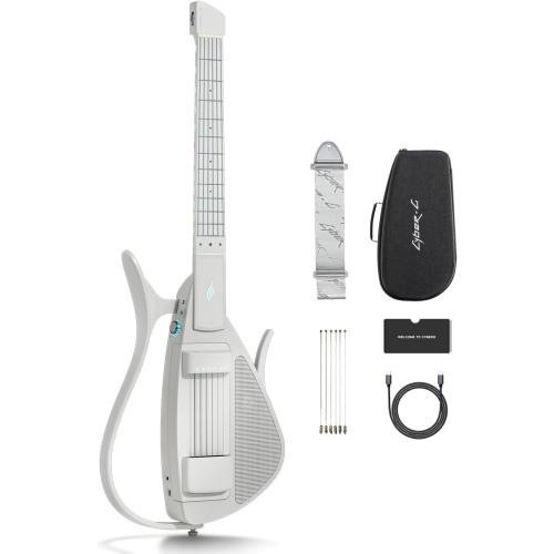 Color black Enya CYBER-G Smart Guitar With Silicone Strings, 24 Built-in Tones, Travel Silent Guitar with Speaker and Drum system,App Interactive Chord Sheets For Adults & Teens