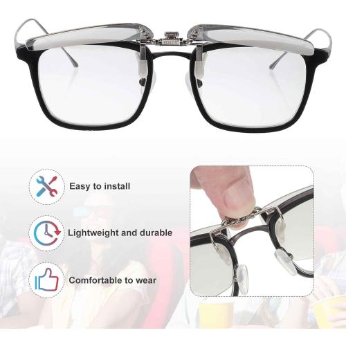 MECCANIXITY 2 Pcs Polarized Clip-on 3D Glasses, Passive Square 3D Viewing Glasses Frames for Image Maximum Movies Theater Games TV Photo Projector (Metal Clip)