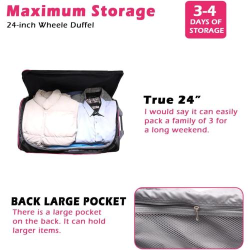Dance Bag With Garment Rack,23inch Dance Competition Garment Bags with Clothes rack,Suitcase,Rolling duffle For Travel, Wheeled Drop-Bottom Upright Luggage Closet Suitcase (Pink