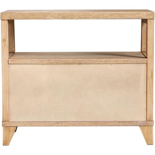 (LEGS IN TOP DRAWER) East at Main Ezra Large 2-Drawer Nightstand – Warm Brown Solid Bayur Wood Bedside Table with Open Shelf, Black Hardware & Angled Legs – 34” W x 15” D x 29.5” H