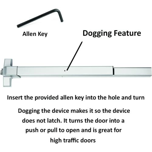 Dynasty Hardware Push Bar Panic Exit Device for Emergency Exit Doors, Aluminum Finish Commercial Panic Bar Door Handle, Push Bar for Exit Door, Panic Bar Lock, Push Bar Door Handle for Safety