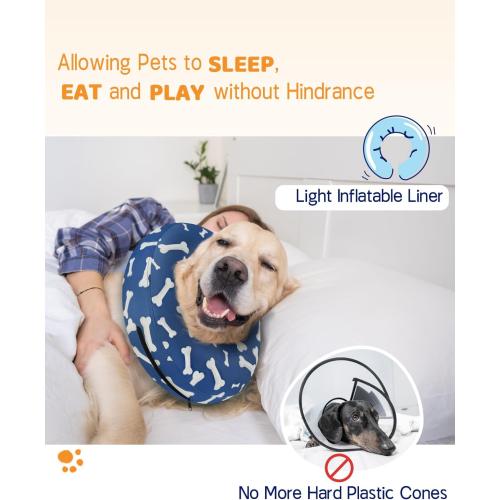 Supet Inflatable Dog Cone Alternative After Surgery - Neck Donut Recovery E-Collar for Neuter - Soft Cone for Small, Medium, Large Dogs
