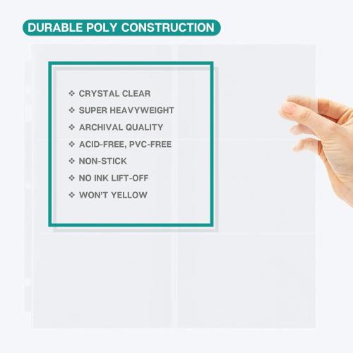 Dunwell 12x12 Scrapbook Page Protectors - 4x6 Photo Album Pages for 3-Ring Binder, (100-Pack, Horizontal Layout), Holds 1200 Pictures, Durable Refill Sleeves, Scrapbooking, Fits Pioneer & WRMK Albums