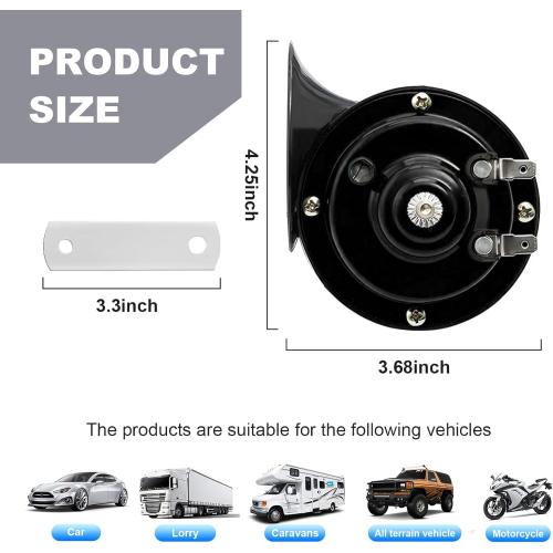 Augeny 300DB Super Loud Car Horn, 12V Waterproof Car Air Electric Snail Horn, Universal Accessories for Car, Motorcycle, Truck, Bike, Boat (Black TZ-101, 1 PCS)