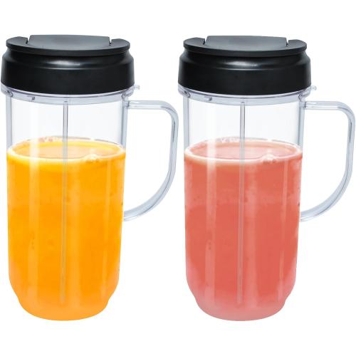 2 Packs Replacement for Magic Bullet Blender Cups, Tall 22oz Cup w/Flip-Top To-Go Lid, Blender Replacement Parts, Mug with Handle Compatible with Magic Bullet 250w MB1001