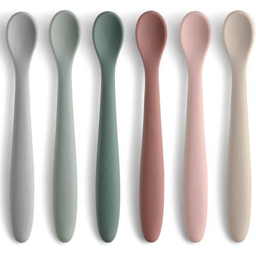 6-Piece Silicone Baby Feeding Spoons, First Stage Infant Spoons, Soft-Tip Easy on Gums I Baby Training Spoon | Infant Utensils Feeding Supplies, Dishwasher & Boil-proof