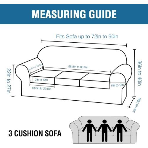 H.VERSAILTEX Modern Velvet Plush 4 Piece High Stretch Sofa Slipcover Sofa Cover Furniture Protector Form Fit Luxury Thick Velvet Sofa Cover for 3 Cushion Couch Width Up to 90 Inch(Sofa,Burgundy)