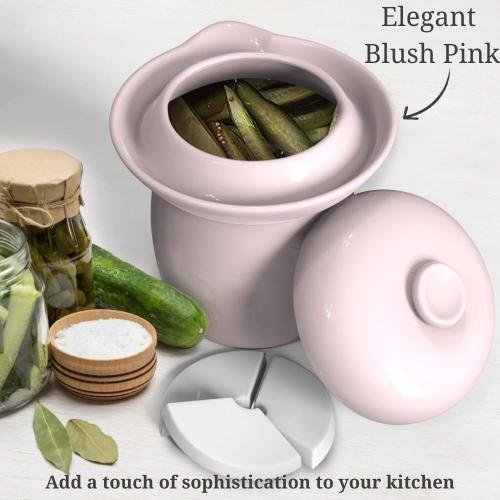 Fermentation Crock Jar Sauerkraut Crock with Glazed Weights 1 Gallon Onggi Kimchi Pot for Fermenting Delicious Kimchi Kombucha & Pickles - Stoneware Fermenting Crock Pickling Fermenter (4L)