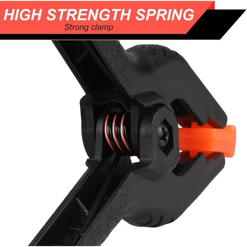 12 Pack Plastic Spring Clamps, 3.5inch Small Heavy Duty Clips for Crafts, Backdrop Stand, Woodworking, Photography Studios (Black)