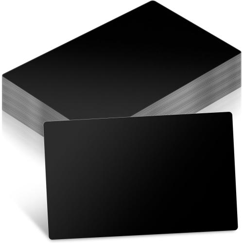 200 Pack Black Metal Business Cards Alloy Metal Business Card Blanks for Laser Engraving Customer DIY Cards (Glossy & Matte Black)