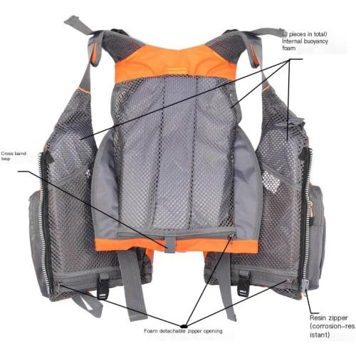 JKSPORTS Fly Fishing Vest - Fishing Safety Life Jacket for Swimming, Sailing, Boating, Kayak - Floating Multifunction Breathable Backpack for Men and Women - Adjustable, Grey/Green/Red/Blue